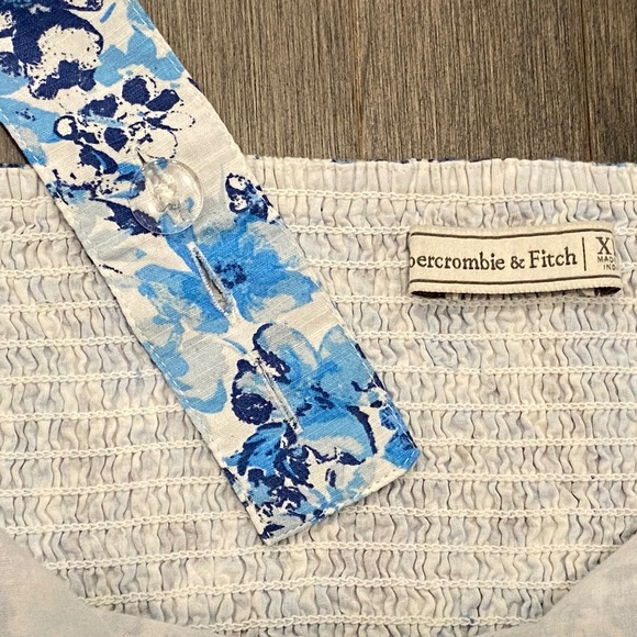 NWT Abercrombie & Fitch Blue Print Cotton Crop Top - Picture 5 of 5